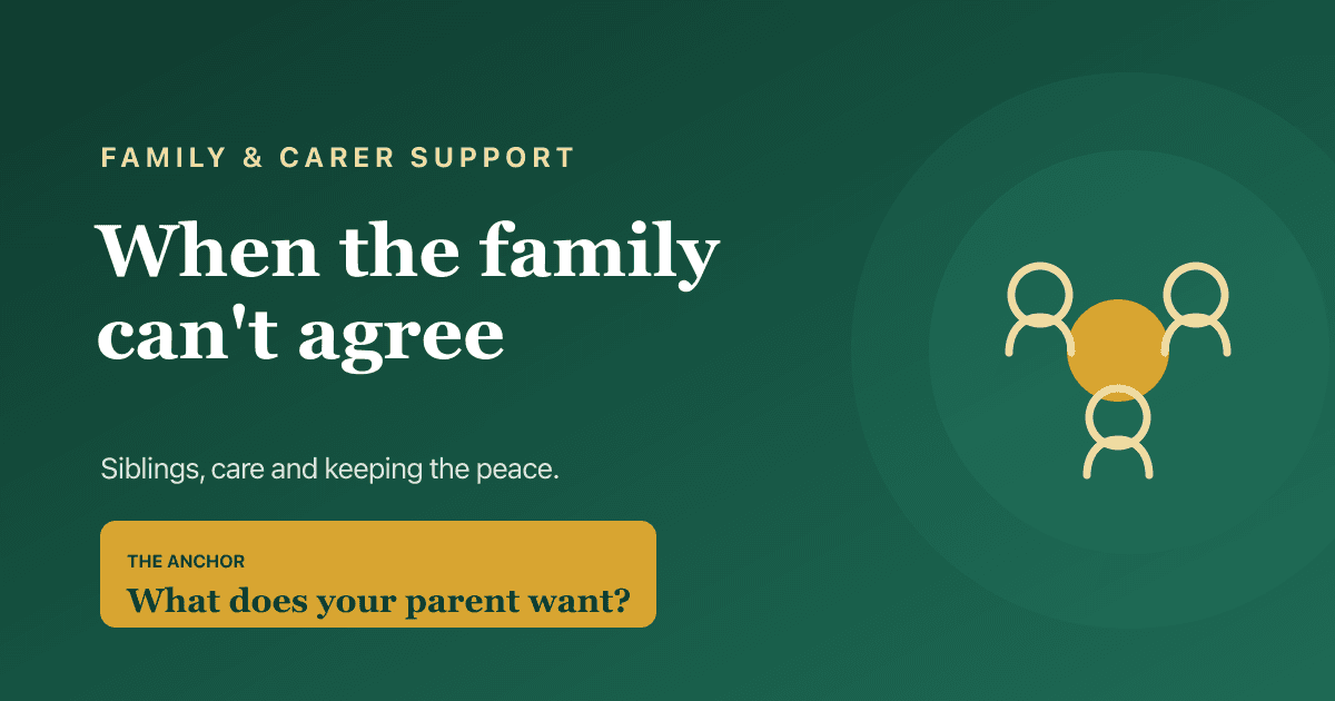 Managing family and sibling disagreements about a parent's care — practical ways to reach a decision together.
