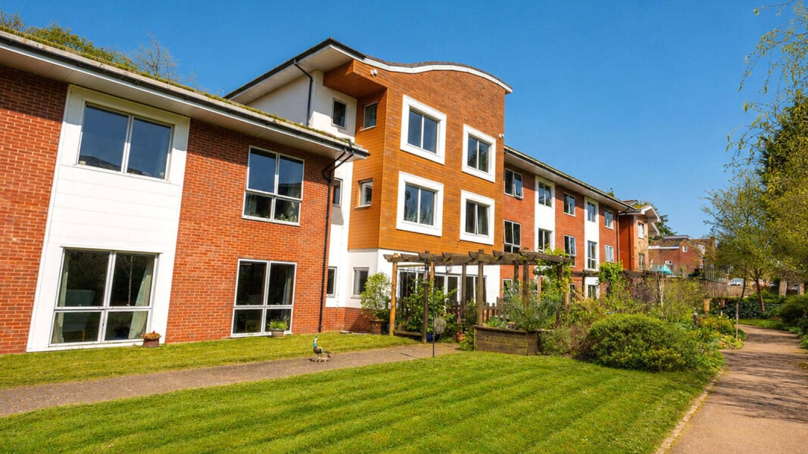 Aigburth care home in Oadby as seen from the front of the building on a sunny summers day