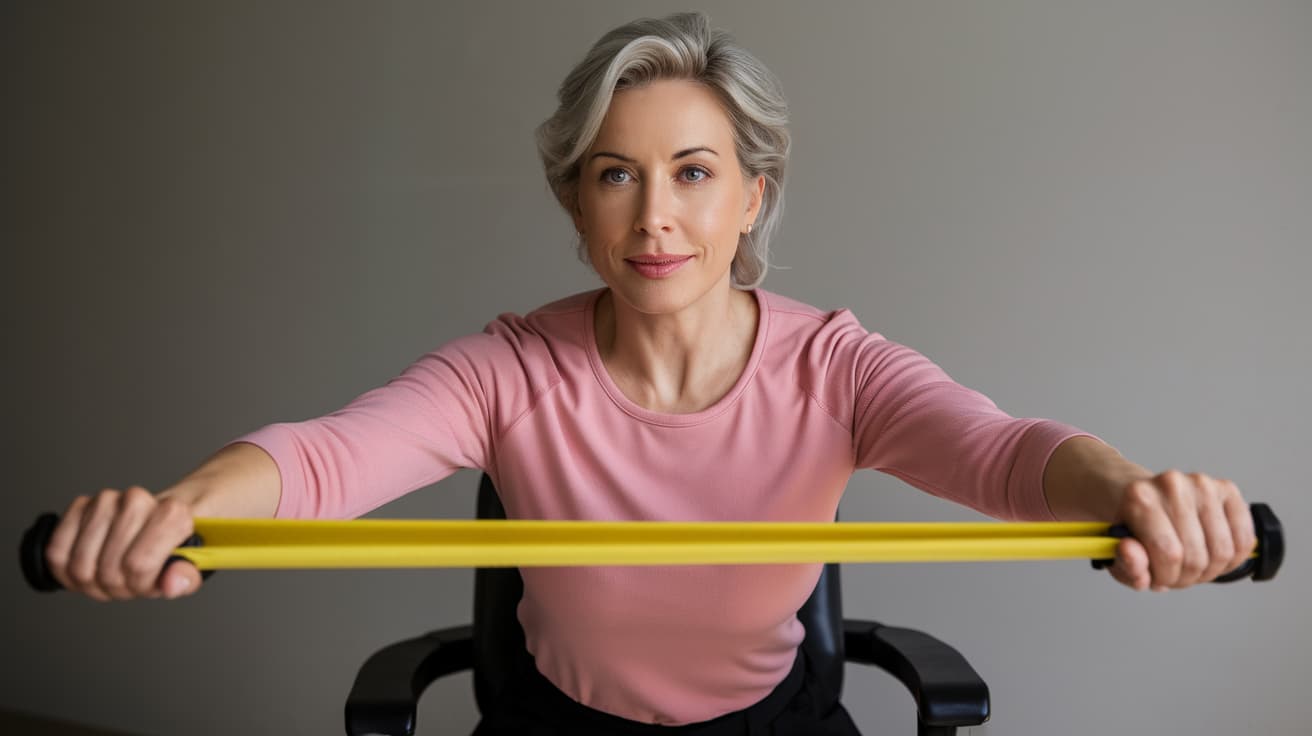 Woman going chair exercises