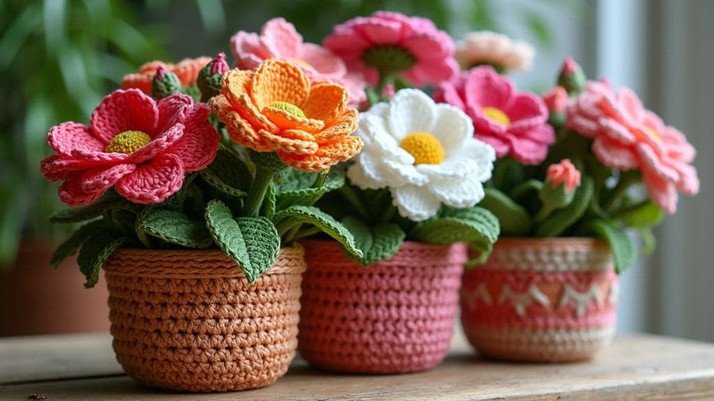 creative crochet flower pots