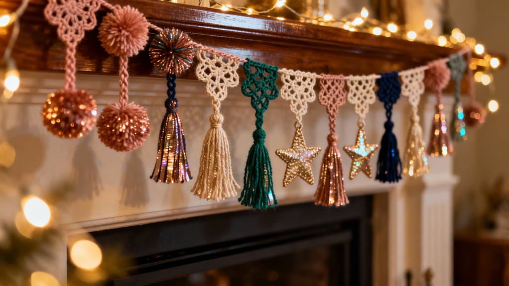 sparkly yarn crochet garland