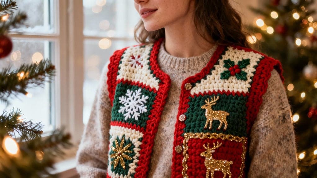 festive crochet christmas vests