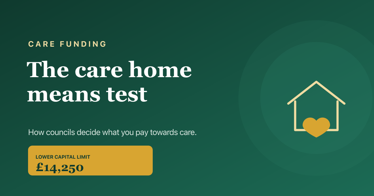 The care home means test explained — England capital thresholds for 2026.
