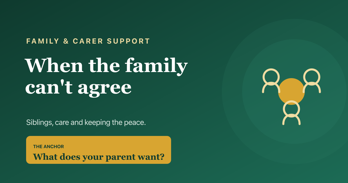 Managing family and sibling disagreements about a parent's care — practical ways to reach a decision together.