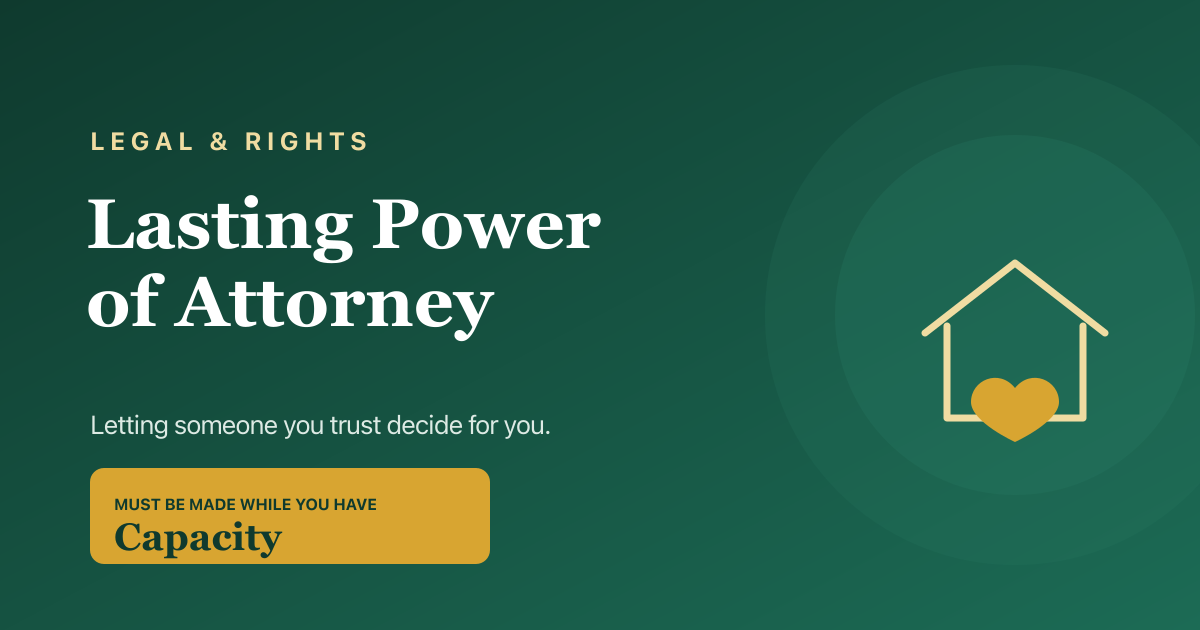 Lasting Power of Attorney explained — the two types and how to set one up, 2026.